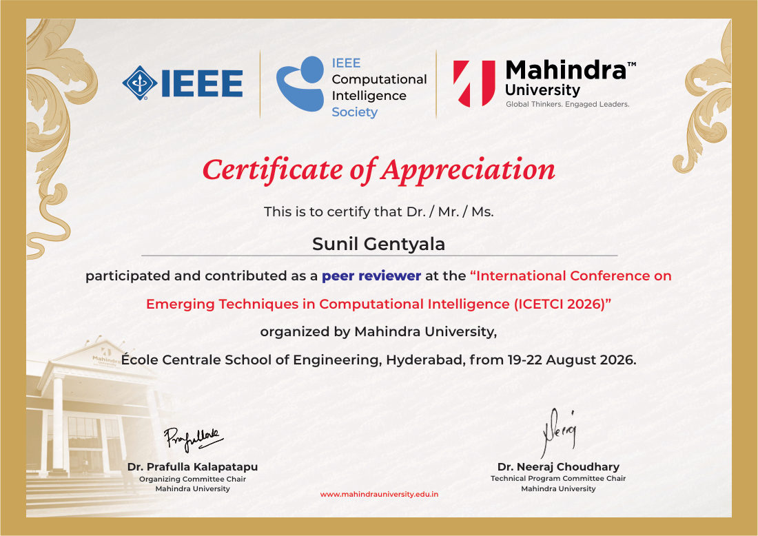 Certificate: Peer reviewer, ICETCI 2026